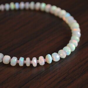 Genuine Opal Beaded Bracelet - Handmade